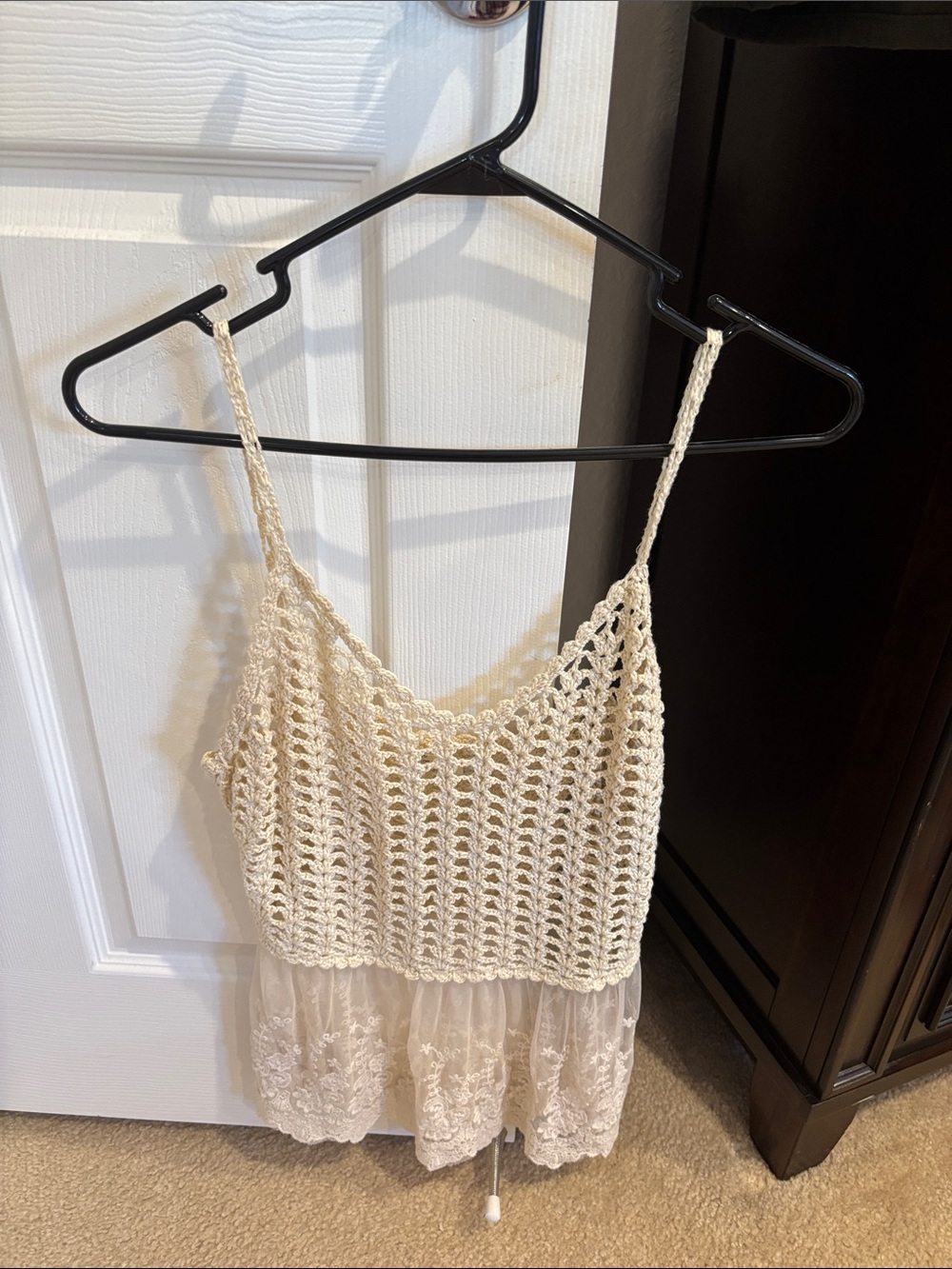 Wishlist Cream Crochet & Lace Tank Top